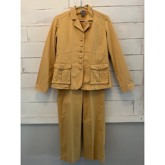Junction West Jackets & Blazers - Size 6 JW Junction West Vintage Suit Mustard Gold Lined Western Jacket Pants